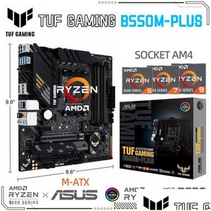 Anakartlar AMD TUF GAMING B550M-PLUS DDR4 Anakart AM4 Ana Pano Desteği Ryzen 5000 3000 Serisi CPU R5 R7 R9 KIT RGB PCIE4.0 DROP DHUUQ