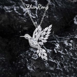 Kedjor Crystal Animal Hummingbird Halsband för kvinnor utsökta zirkonfågelhänge Choker krage kvinnliga charm smycken gåva