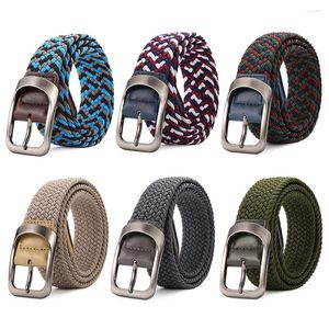 Belts Vintage Braided Stretch Waist Belt Men Women Elastic Woven Jeans Decorative Waistbands Alloy Buckle Punch-Free Pants DIY