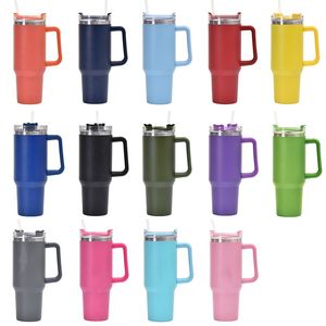 40oz Tumblers With Handle Insulated Mugs With Lids and Straws Stainless Steel Coffee Tumbler Termos Cups