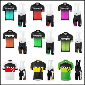Mens SCOTT Team Cycling jersey bib shorts define respirável corrida uniforme de bicicleta manga curta mtb roupas Y21032213291k