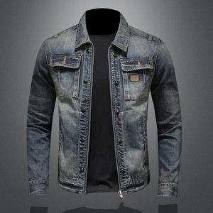 Jaquetas masculinas jaqueta jeans homens primavera outono estilo personalidade jean jaqueta homem lapela zíper casaco 231121