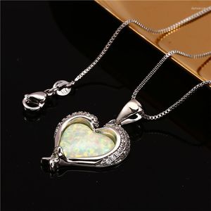 Pendant Necklaces White Blue Opal Heart Stone Necklace Cute Dolphin Asymmetrical Rose Gold Silver Color Chain For Women