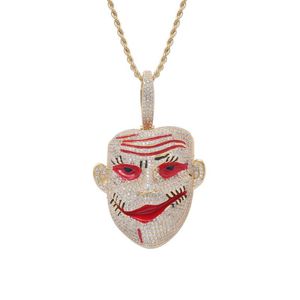 Hänge halsband Hip Hop Claw Seting CZ Stone Bling Out Clown Mask Pendants For Men Rapper Jewelry Drop Pendantpendant