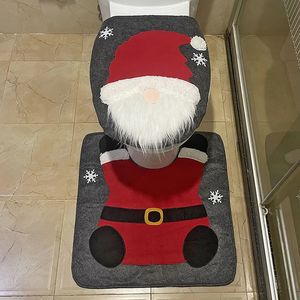 Toilet Seat Covers Christmas Gnome Toilet Seat Cover Cute Protection Shield Floor Carpet for Xmas Festival Holiday Party Wedding Birthd Decoration 231122