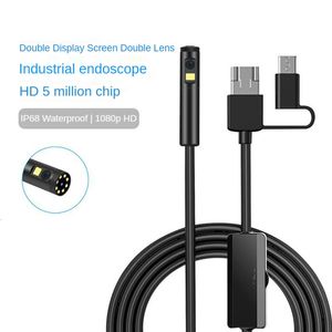 Plumb Fittings AN100 Endoscope For Car Camera Dual Lens IP68 3IN1 Waterproof Inspection 9 LED Lights Soft/Rigid Wire Smartphone 230422