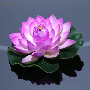 Dekorativa blommor konstgjorda lila falska lotus lily blad vatten pool flytande damm bröllop dekoration trädgård 17 cm b12