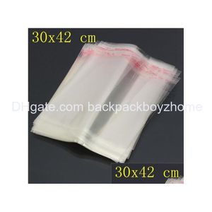 Storage Bags Wholesale 30X42Cm Clear Resealable Cellophane/Bopp/Poly Transparent Opp Bag Packing Plastic Self Adhesive Seal Drop Del Ot1Z7