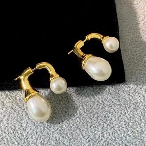 Stud Earrings Front And Back Fashion Metallic Pearl For Women 2023 High Grade Jewelry Earings Wholesale