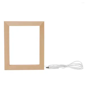 Frames Glowing Po Frame Desktop Wood Home Display Holder Rustic Wedding Decor Table Picture Small Lamp