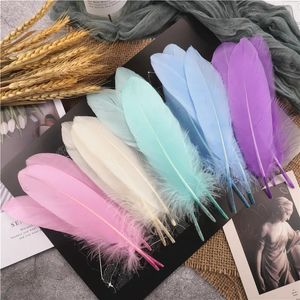 Party Decoration Wholesale 15-20cm Hard Stick Goose Feather Natural Swan Pluma Handle Accessories Colorful Dream Catcher Feather Decoration 231122