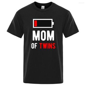 メンズTシャツ低バッテリー双子のお母さん漫画を印刷するメンズルーズオネックTシャツ夏ファッションカジュアルカジュアル特大コットン