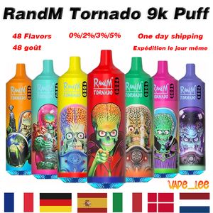 Original Random Tornado 9000 Puff 9k Puffs Einweg-E-Zigaretten mit verifiziertem Code 0 % 2 % 3 % 5 % wiederaufladbare Batterie Mesh Coil 18 ml Gerät Vape Pen Pod