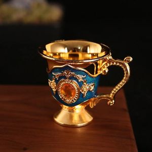 Canecas retro padrão de flor teacup glitter decorativo canecas de café strass decoração xícara de chá mini copos e canecas tazas de 231121
