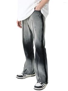 Męskie dżinsy remis barwiony gradient amerykański vintage High Street Fashion Pants Hiphop Mark