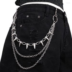 Keychains Punk Spike Rivet Tassel Keychain Jeans Decor Pants Chain Women Män Säker plånbok Tungt länk Länkspolar Leash smycken