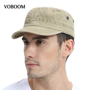 Ball Caps Voboom Летние военные весенние мужчины, женщины, вымывали хлопковое дизайн моды плоская шляпа бейсбола верхняя армейская шляпа с регулируемой воздушной отверстием 230421