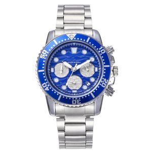 Men luxury designer Automatic quartz calendar waterproof watch Mens auto 6 hands stainless rubber band Watches wristwatch S11