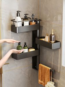 Wall-Mounted Corner Shower Shelf, Stainless Steel Bathroom Kitchen Spice Rack, Hanging Shelf for Shampoo, Cosmetics, Kitchen Utensils, 230422