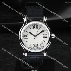 ساعة معصم 2023 Wathable and Propensile Wath's Watch Automatic 34mm مع Black Leather Strap Reloj Para Mujer