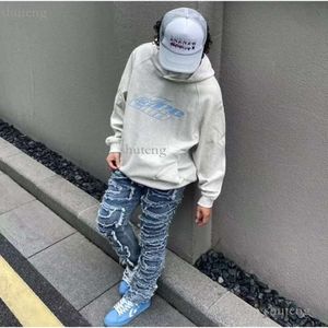 Men's Jeans Regular Fit Stacked Patch Distressed Destroyed Straight Denim Pants Streetwear Clothes Casual Jean 97