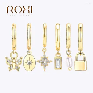 Hoop Earrings ROXI Classic Star Butterfly Pendant 925 Sterling Silver Versatile Personality Pearl Jewelry Set Accessories Ladies Gift