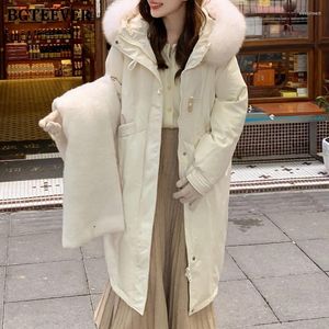 Trench da donna BGTEEVER Elegante manica lunga addensata Piumino monopetto femminile allentato Moda invernale Cerniera da donna Caldo