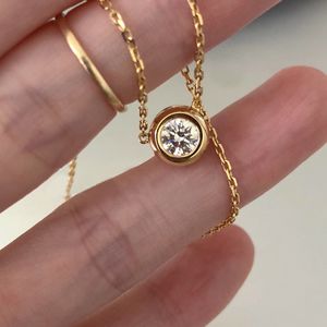 Colar banhado a ouro 18k delicado prata esterlina 925 colares com pingente de diamante redondo infinito único para mulheres