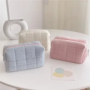 Caixas de armazenamento sacos de maquiagem de pele para mulheres macio viagem saco cosmético organizador caso jovem senhora meninas compõem necessárias bolsas sólidas