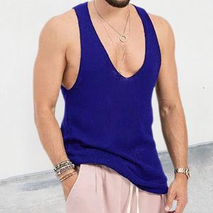 Herrtankstoppar Spring Summer Casual Loose Tank Tops Mänkläder Sport Fitness Leisure Crew Neck ärmlös väst för Mens Fashion Camisole 230422