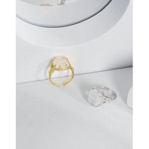 Ringos de cluster Cristal branco quadrado simples para mulheres jóias 2023 Elegante 925 Sterling Silver Ring Engagement Friends Gifts Gifts