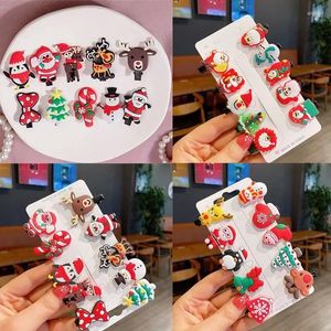 Hair Accessories 10pcs Christmas Hairpin Child Fashion Santa Claus Elk Clips Women Barrettes Headband Gift For Girl