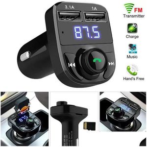 Andere Elektronik 2023 FM50 X8 FM Transmitter Aux Modator Car Kit Bluetooth Hands O Empfänger MP3-Player mit 3.1A Quick Charge Dual Dhgnn