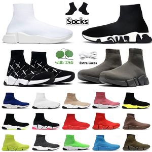 Balanscigas OG Fashion Women Mens Sneakers Designer Sock Shoes Graffiti White Black Red Beige Lace-Up Loafers Flat socks designers Casual Sock Trainers Speed US 11