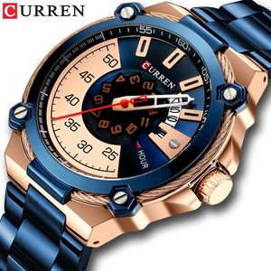 Curren Design Watches Erkekler İzle Kuvars Saat Erkek Moda Paslanmaz Çelik Bilek Saati Otomatik Tarih Nedensel İş Yeni Wat233n