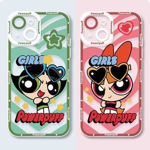 Mobiltelefonfodral Powerpuff Girls Soft Silicone Case för iPhone 14 Pro Max 13 12 11 Pro Max Mini XR XS X 8 7 6 6S Plus SE 2020 Clear Cover J230421