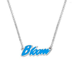 Kolye kolyeler klasik film winx the bloom adı mavi emaye isim plakası cosplay parti mücevherleri için kolye kolye