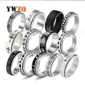Band Rings 50Pcs Mti-Styles Mix Rotating Stainless Steel Spin Men Women Spinner Ring Wholesale Rotate Finger Party Jewelry Drop Deli Dh87O