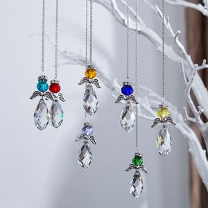 Garden Decorations H D Set of 7 Hanging Crystal Guardian Angel Stained Glass Suncatcher Rainbow Maker Window Curtains Ornament Xmas Gift Home Decor 230422