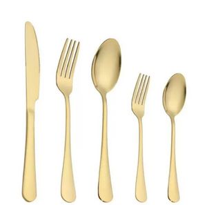 Plattenhüter Sets Gold Silber Edelstahl Lebensmittelqualität Silberstecke Set-Utensilien umfassen Messergabel Löffel Teelöffel FY5665-6