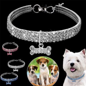 Coleiras para cães com diamante strass suprimentos para animais de estimação gato filhote de cachorro coleira animais de estimação colar para cães pequenos médios grandes t9i002499