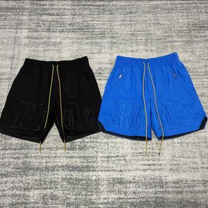 Дизайнерская одежда Rhude American High Street Letter Embroidery Мужские Женские Свободные спортивные Повседневные шорты Пляжные капри Пары Бегуны Спортивная одежда Пляжный фитнес