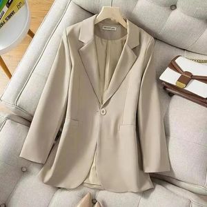 Abiti da donna Blazer coreano Moda Split Back Beige Capispalla femminile 2023 Primavera Autunno One Button Manica lunga Giacca in vita