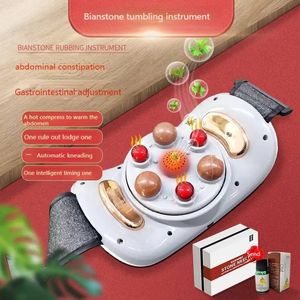 Massageador de corpo inteiro Bian Stone Esfregando Instrumento Abdominal Barriga Elétrica Moxibustion Terapia Compressa Cinto de Massagem Automático Abdômen 231121