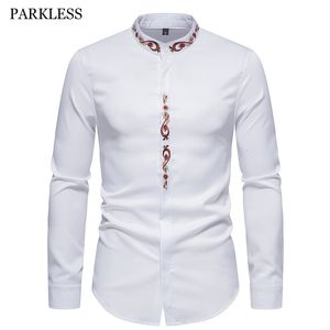 Camisas casuais masculinas Men Spring Autumn Shirt Social Henley Dress Camisa moda de manga longa Bordado formal Tops Roupas casuais Camisa Masculina 230421