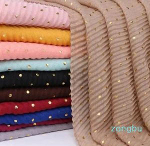 Schals Frauen Plain Glitter Gold Dot Baumwolle Schal Schal Dame Falten Lange Weiche Wrap Pashminas Stola Bufandas Muslimischen Hijab