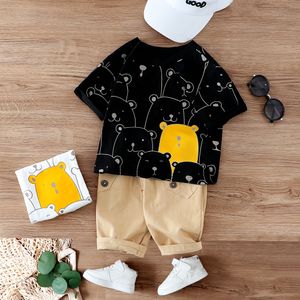 Kläderuppsättningar Cartoon Cute Baby Clothes Boys Summer Animal Print Shirt Set och Short Set For Boy Outfit Clothing Costume 1 2 3 4 Years 230422