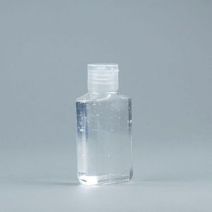Flacone in plastica PET da 60 ml con tappo a scatto flacone trasparente di forma quadrata per struccante disinfettante per le mani usa e getta Rmjvs