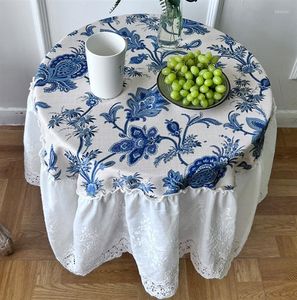 Table Cloth Franch Style Floral Splicing Household Decorative Round Tablecloth Light Luxury Book