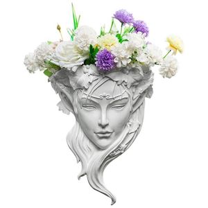 Planters & Pots Wall Hanging Art Planter Angel Head Statue Flowerpot For Indoor Home Courtyard Decoration Basket Resin Gardening T228p